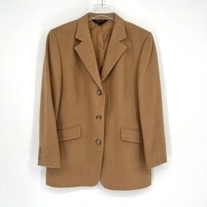 Vtg Brooks Brothers Blazer Womens 12 Camel Hair Brown Designer Jacket